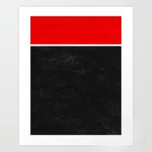 Abstract digital illustration with a red upper band over a dark, textured field.